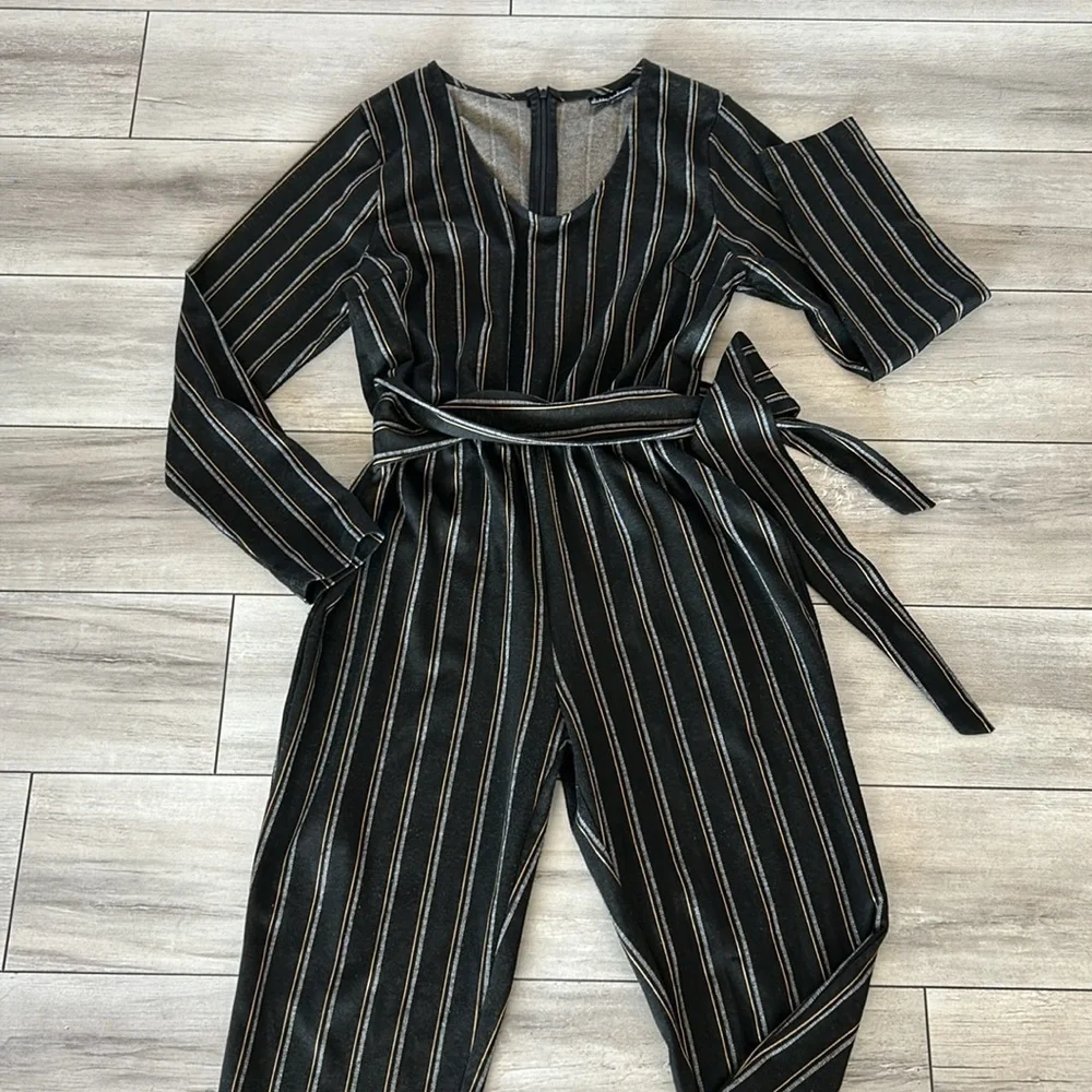 Alison Andrews Striped belted Jumpsuit size large